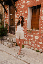 Short Léo Lin Viscosa Beige