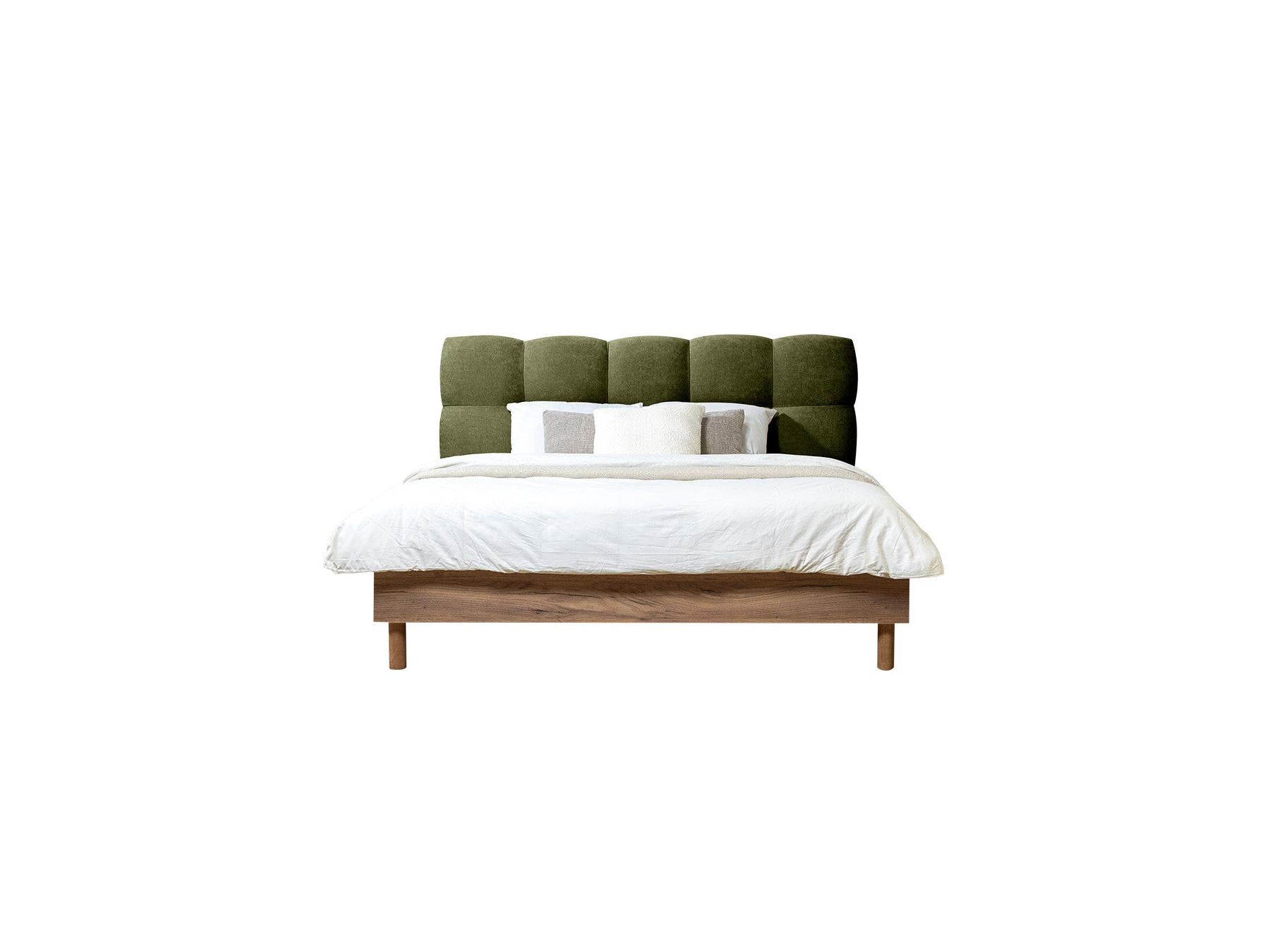 Bed with Solid Slats - Kumo - Natural Wooden Legs