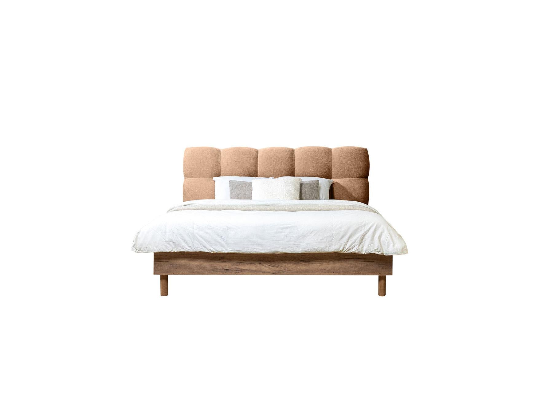 Bed with Solid Slats - Kumo - Natural Wooden Legs