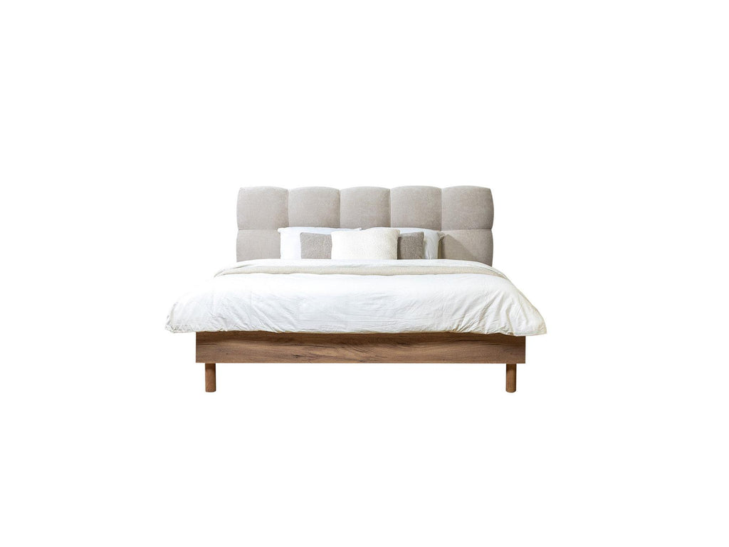 Bed with Solid Slats - Kumo - Natural Wooden Legs