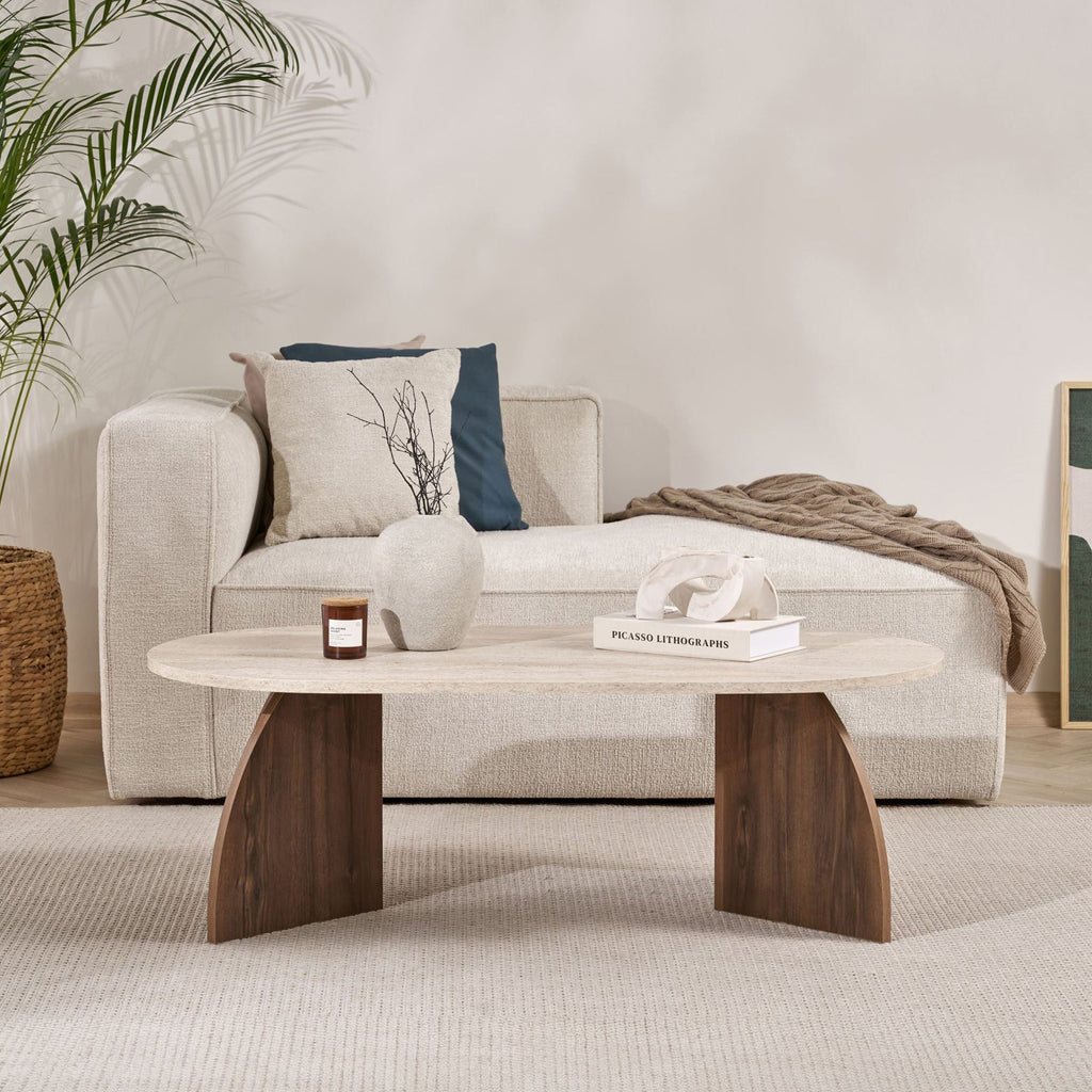 Melina - Coffee Table - Travertine/Venezia Walnut