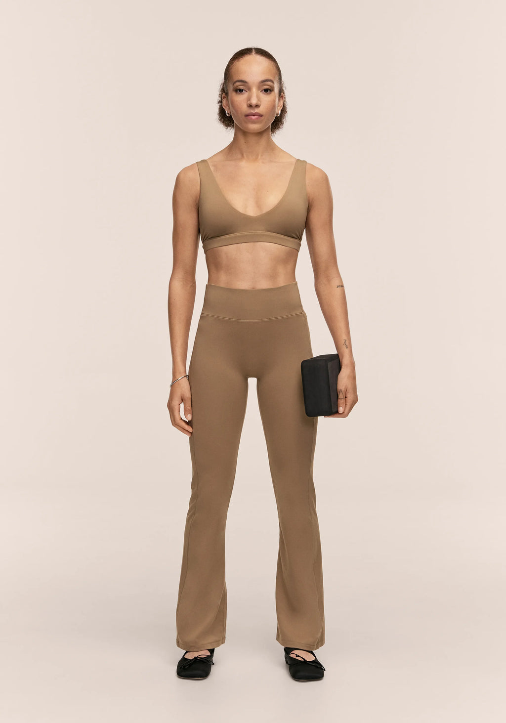 Soft Touch Padded Sports Bra - Light Khaki
