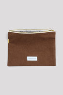 Grande pochette en toile de coton bio marron noisette Les pensionnaires