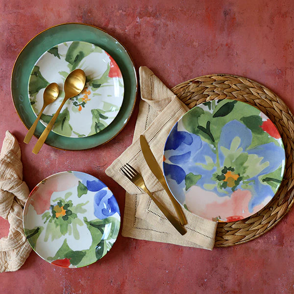 Juego de 6 platos llanos - Floralux - 26,5 cm - porcelana