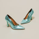 Jonak - Dabate Metallic Leather Pumps - Turquoise