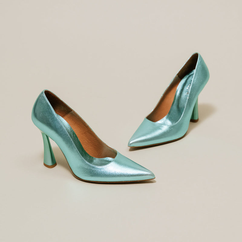 Jonak - Dabate Metallic Leather Pumps - Turquoise