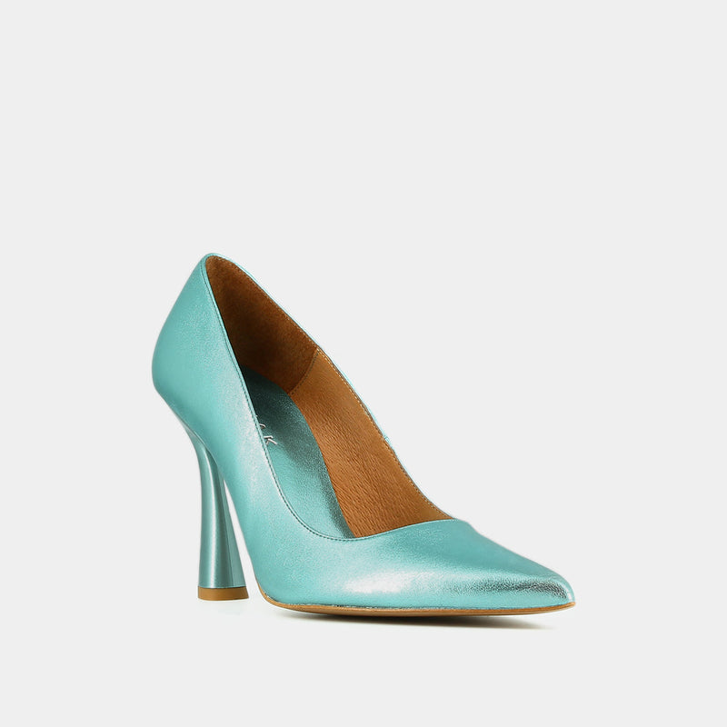 Jonak - Dabate Metallic Leather Pumps - Turquoise