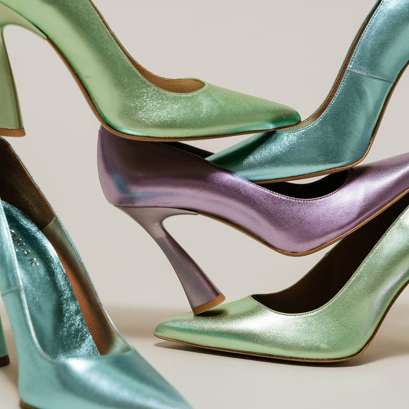 Jonak - Dabate Metallic Leather Pumps - Turquoise