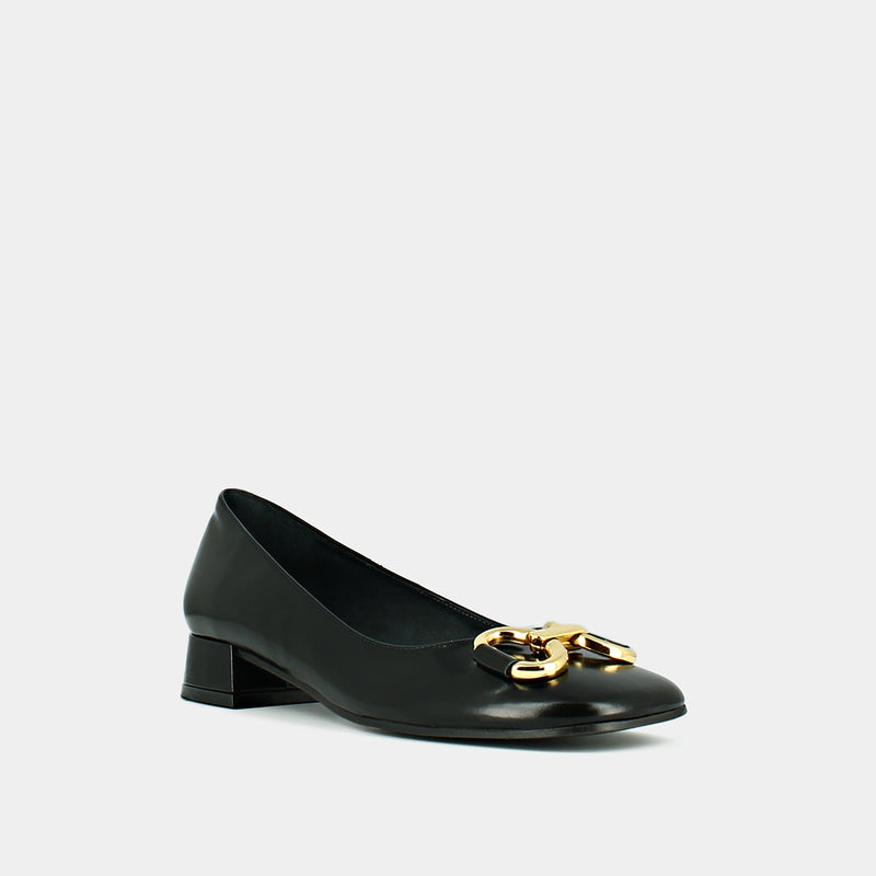 Jonak - Ballerines Doston Cuir Glace  -  Noir Or