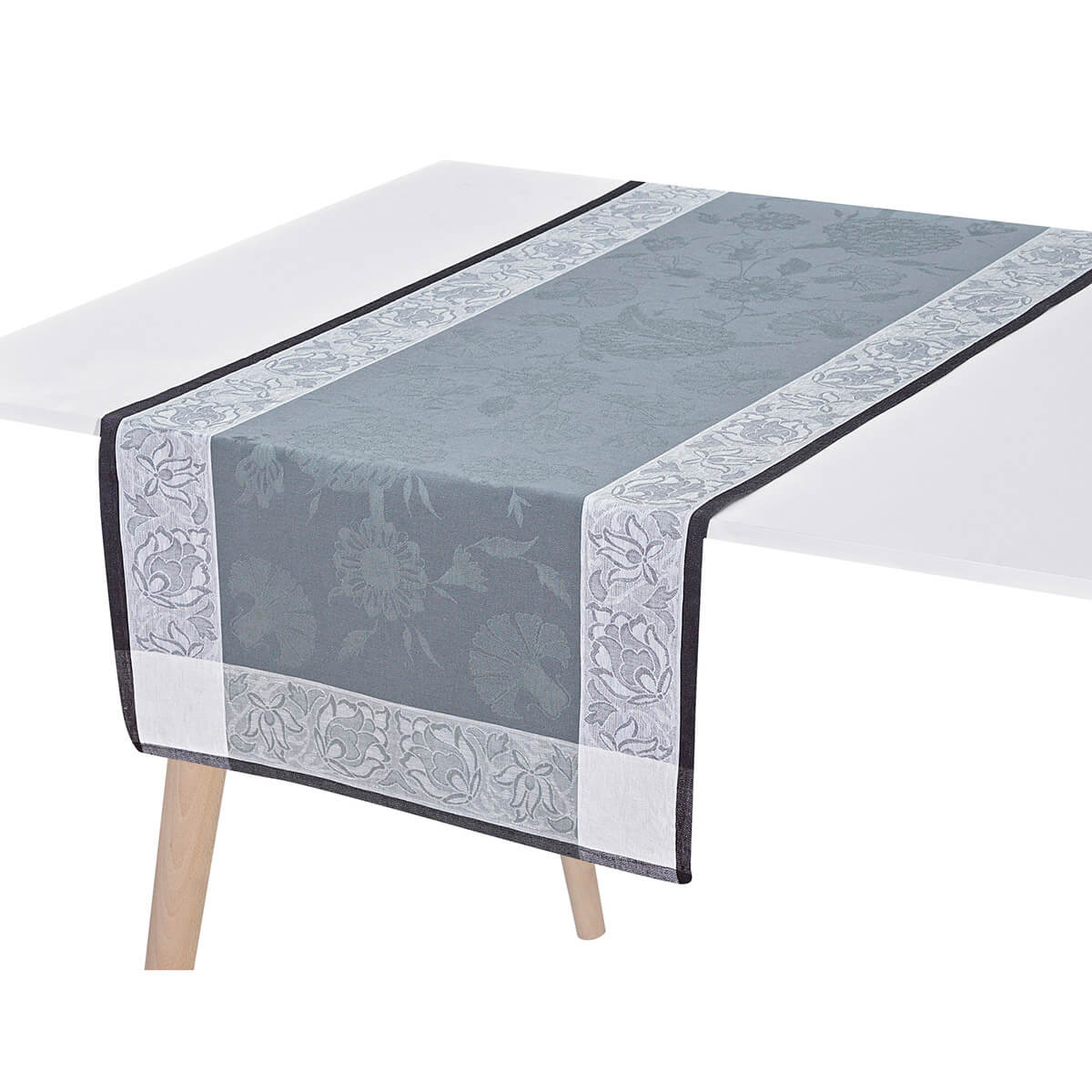 Chemin De Table - Ottomane - Ardoise - Lin