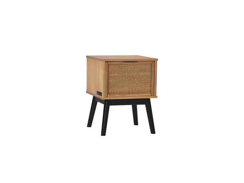 Bedside Table - Albi - Solid Wood and Rattan