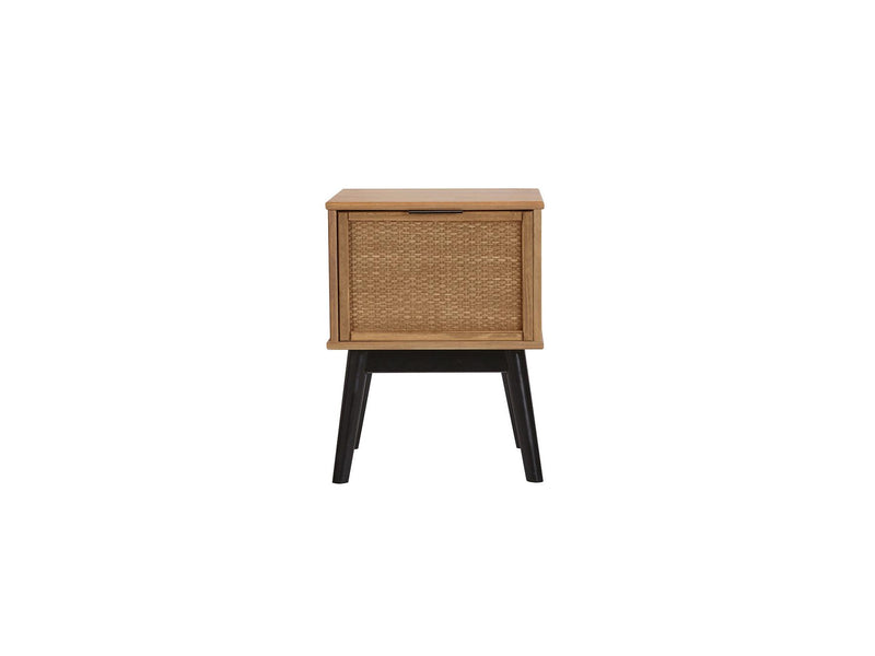 Bedside Table - Albi - Solid Wood and Rattan