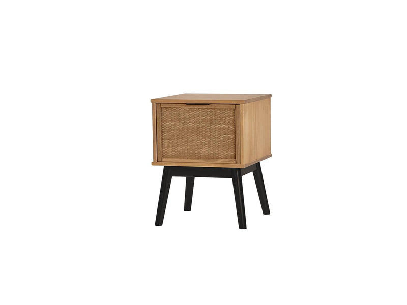 Bedside Table - Albi - Solid Wood and Rattan