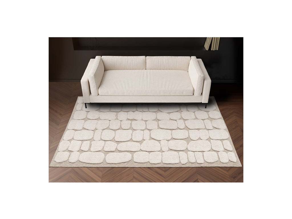 Roku - Low Pile Rug - Abstract Pattern - Beige