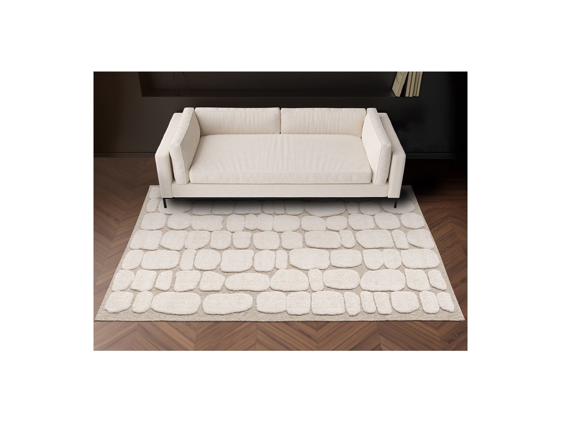 Roku - Low Pile Rug - Abstract Pattern - Beige