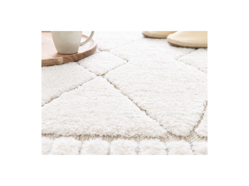 Tapis Poil Ras Agosto Motif Abstrait - Beige