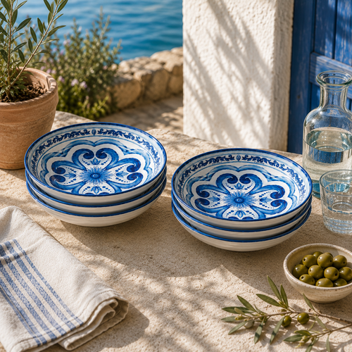Accessoires - Lot De 6 Assiettes Creuses "Blues"