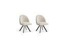 Lot De 2 Chaises Lalie - Tissu Velours Côtelé Et Pieds Étoile - Beige