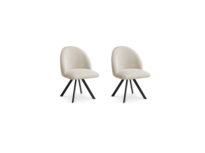 Lot De 2 Chaises Lalie - Tissu Velours Côtelé Et Pieds Étoile - Beige