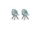 Lot De 2 Chaises Lalie - Tissu Velours Côtelé Et Pieds Étoile - Bleu Clair