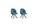 Lot De 2 Chaises Lalie - Tissu Velours Côtelé Et Pieds Étoile - Bleu Foncé