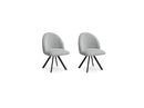 Lot De 2 Chaises Lalie - Tissu Velours Côtelé Et Pieds Étoile - Gris Clair