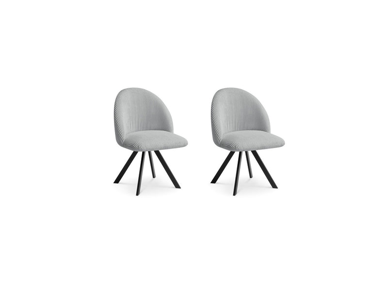 Lot De 2 Chaises Lalie - Tissu Velours Côtelé Et Pieds Étoile - Gris Clair