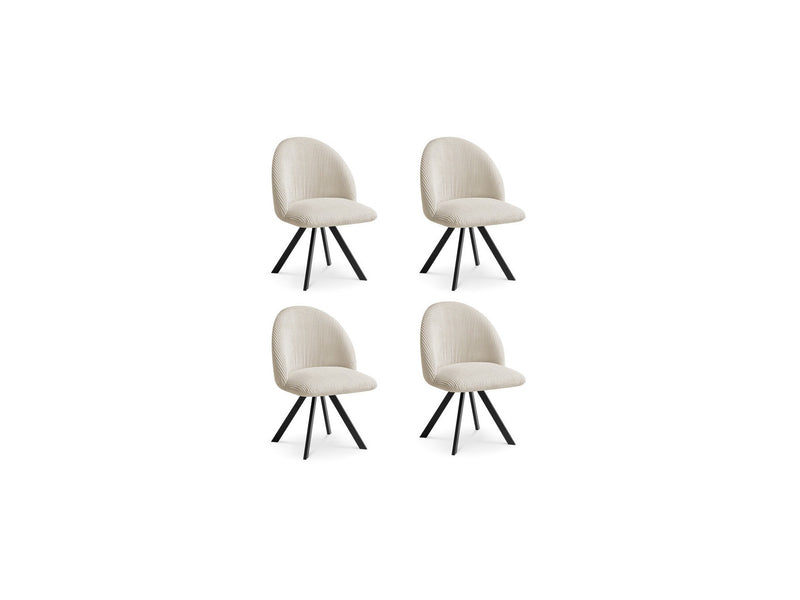 Lot De 4 Chaises Lalie - Tissu Velours Côtelé Et Pieds Étoile - Beige