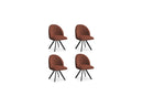 Lot De 4 Chaises Lalie - Tissu Velours Côtelé Et Pieds Étoile - Orange