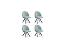 Lot De 4 Chaises Lalie - Tissu Velours Côtelé Et Pieds Étoile - Bleu Clair