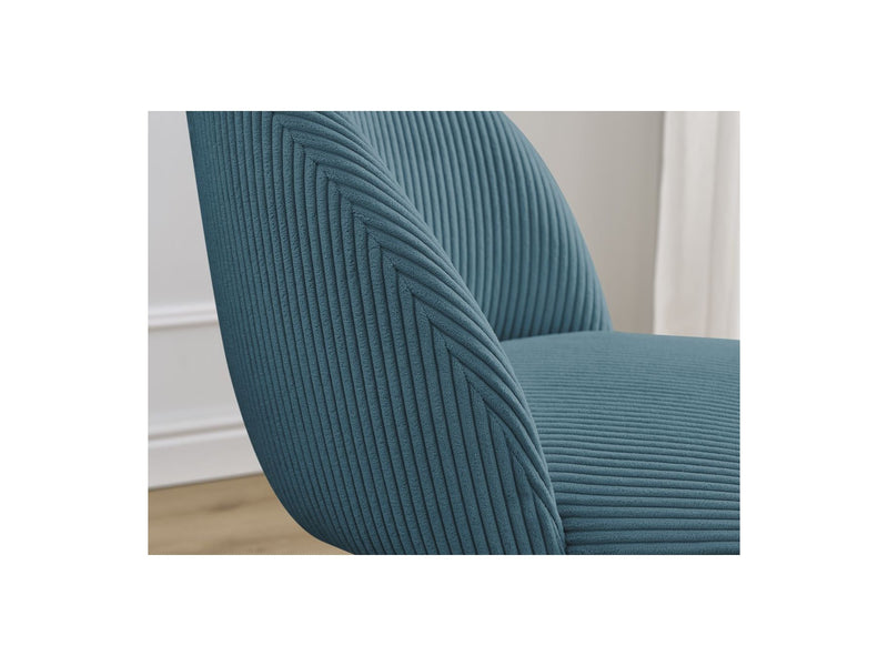 Lot De 4 Chaises Lalie - Tissu Velours Côtelé Et Pieds Étoile - Bleu Foncé