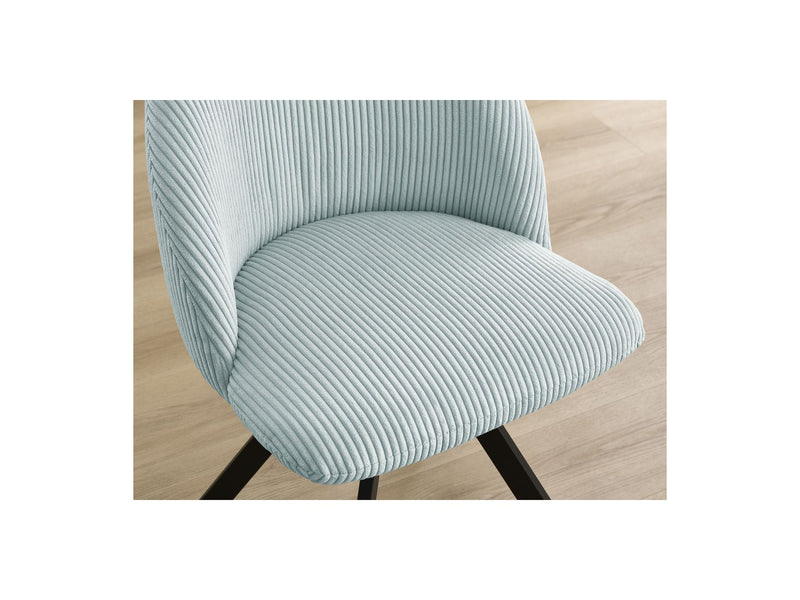 Lot De 2 Chaises Lalie - Tissu Velours Côtelé Et Pieds Étoile - Bleu Clair