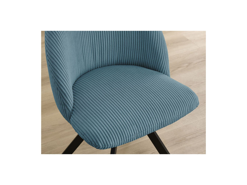 Lot De 2 Chaises Lalie - Tissu Velours Côtelé Et Pieds Étoile - Bleu Foncé