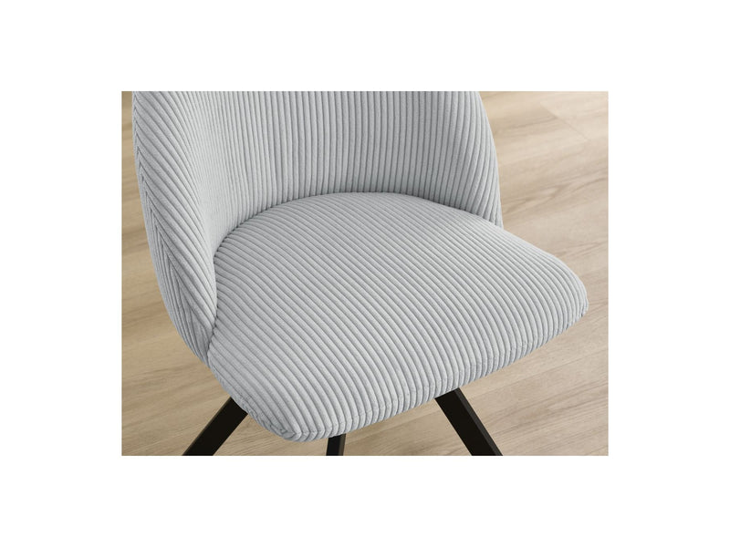 Lot De 4 Chaises Lalie - Tissu Velours Côtelé Et Pieds Étoile - Gris Clair