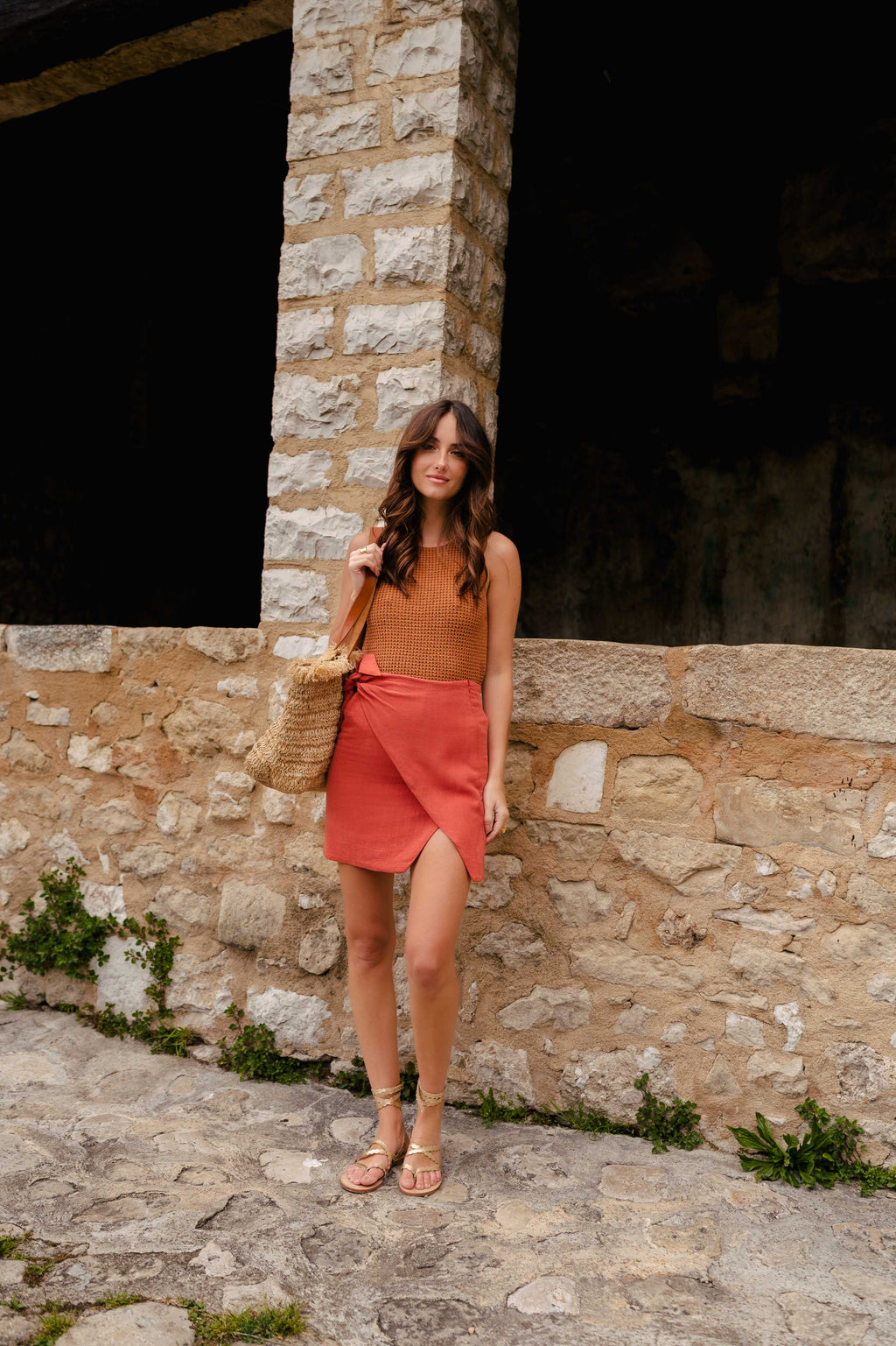 Élisa Linen Viscose Terracotta Skirt