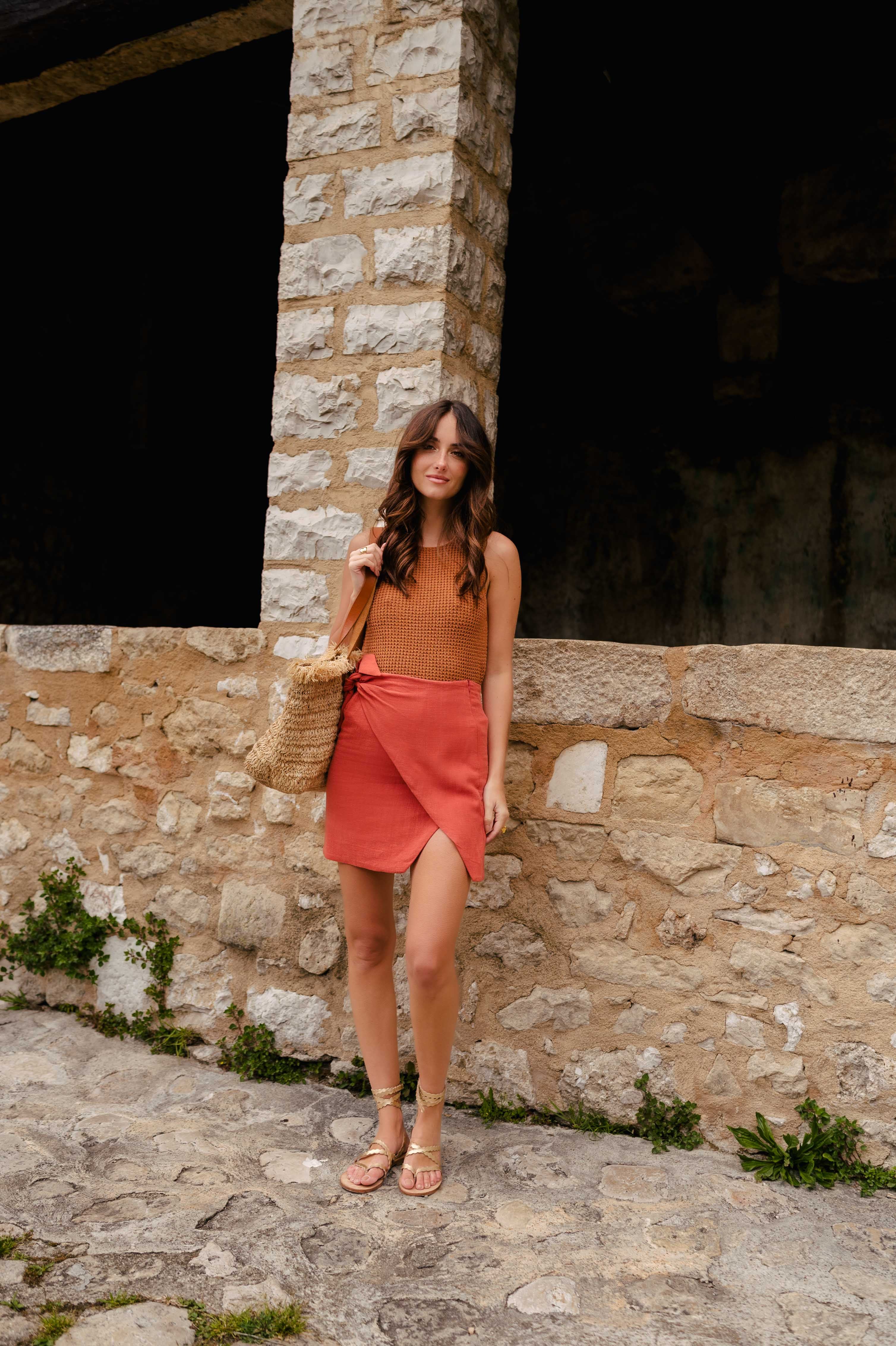 Élisa Linen Viscose Terracotta Skirt