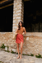 Élisa Linen Viscose Terracotta Skirt