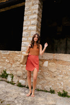 Élisa Linen Viscose Terracotta Skirt