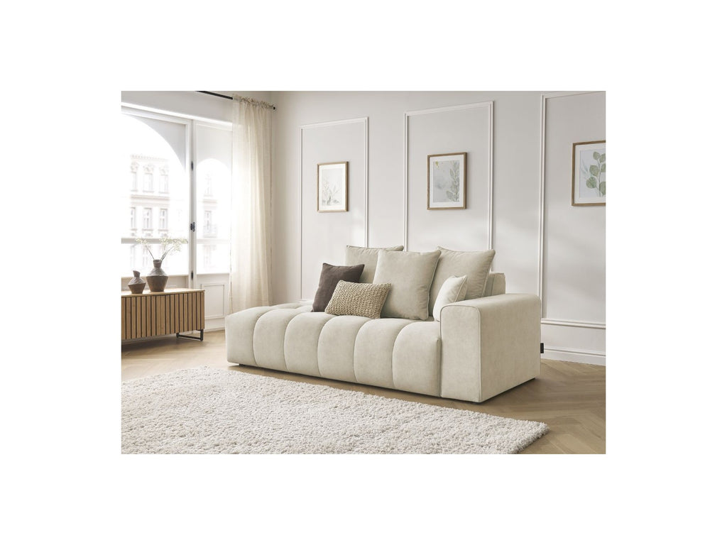 Fixed Straight Ultra-Soft Sofa - Mont-White - Velvet - Right Armrest