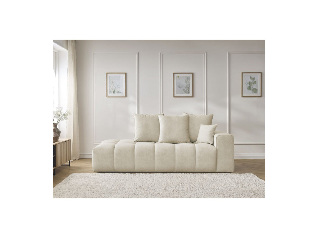 Fixed Straight Ultra-Soft Sofa - Mont-White - Velvet - Right Armrest