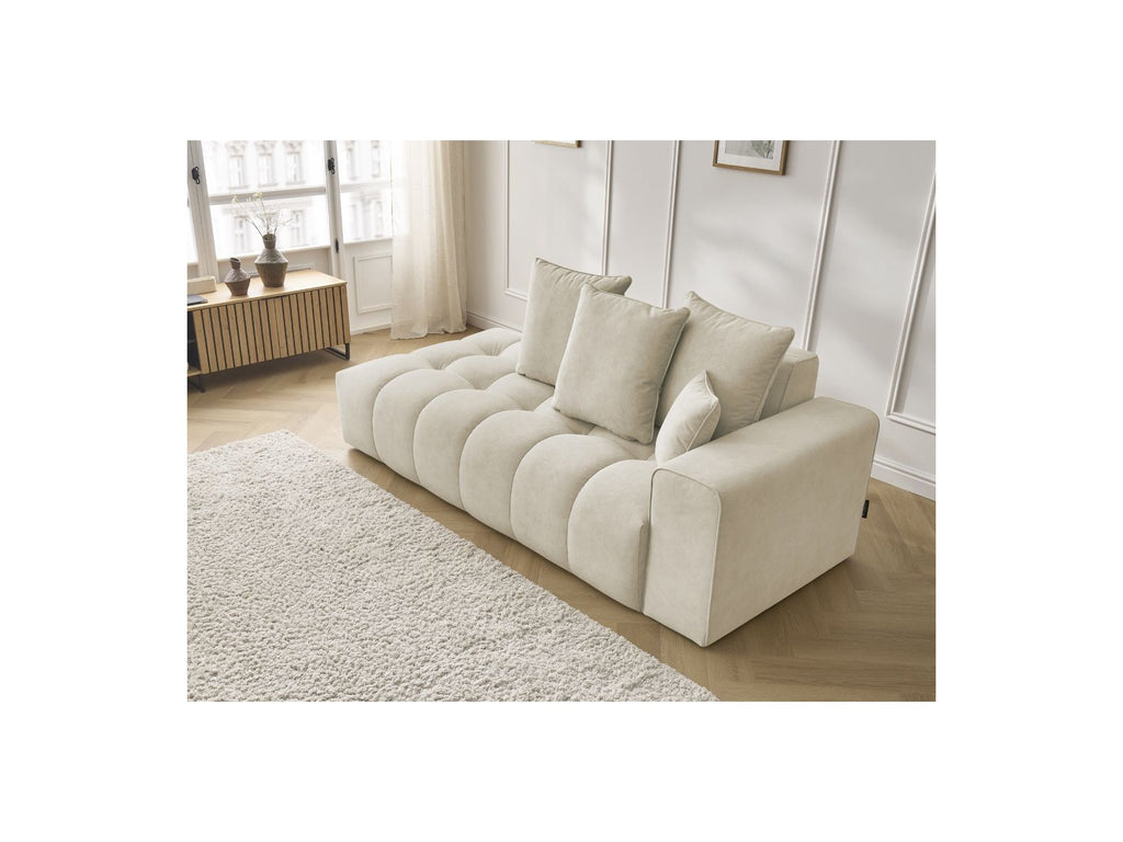 Fixed Straight Ultra-Soft Sofa - Mont-White - Velvet - Right Armrest