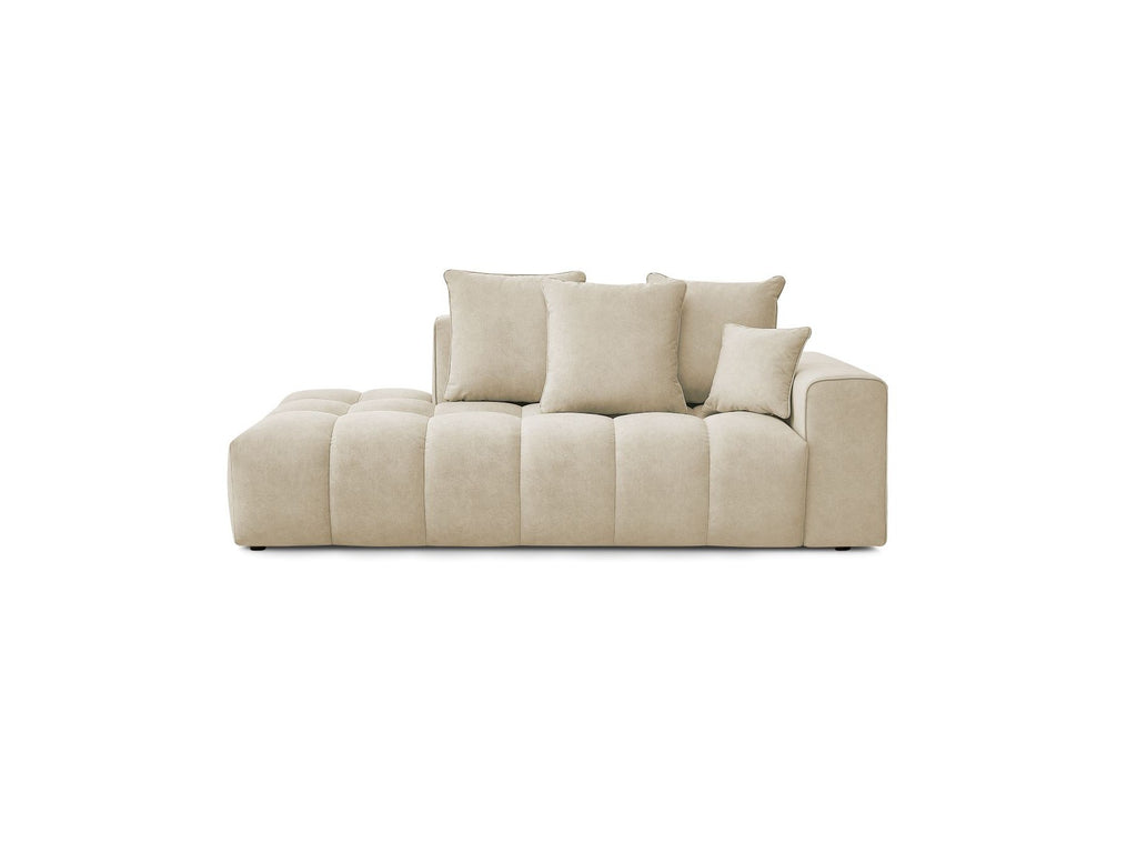 Fixed Straight Ultra-Soft Sofa - Mont-White - Velvet - Right Armrest