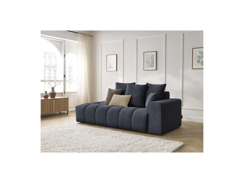 Fixed Straight Ultra-Soft Sofa - Mont-White - Velvet - Right Armrest