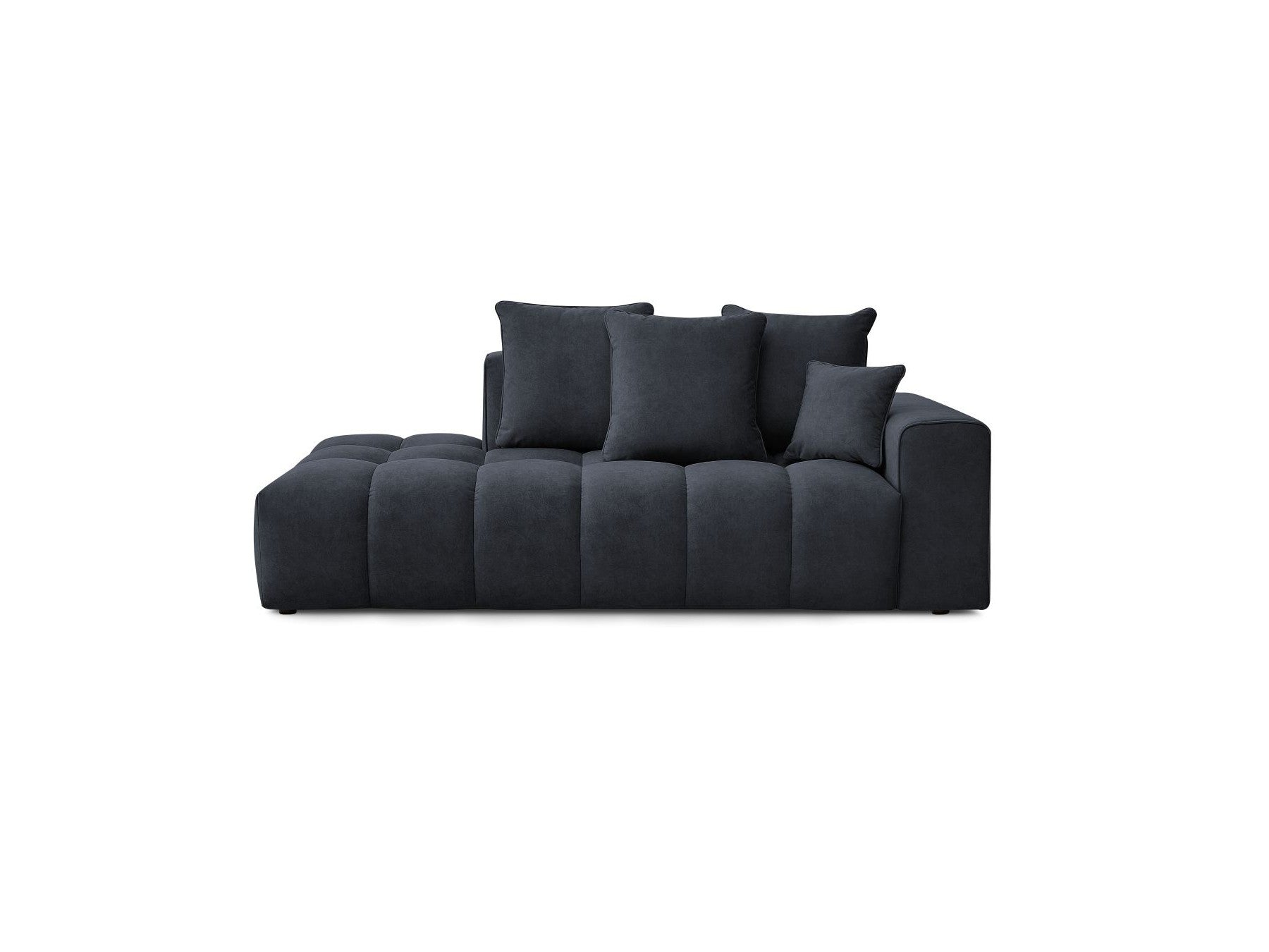 Fixed Straight Ultra-Soft Sofa - Mont-White - Velvet - Right Armrest