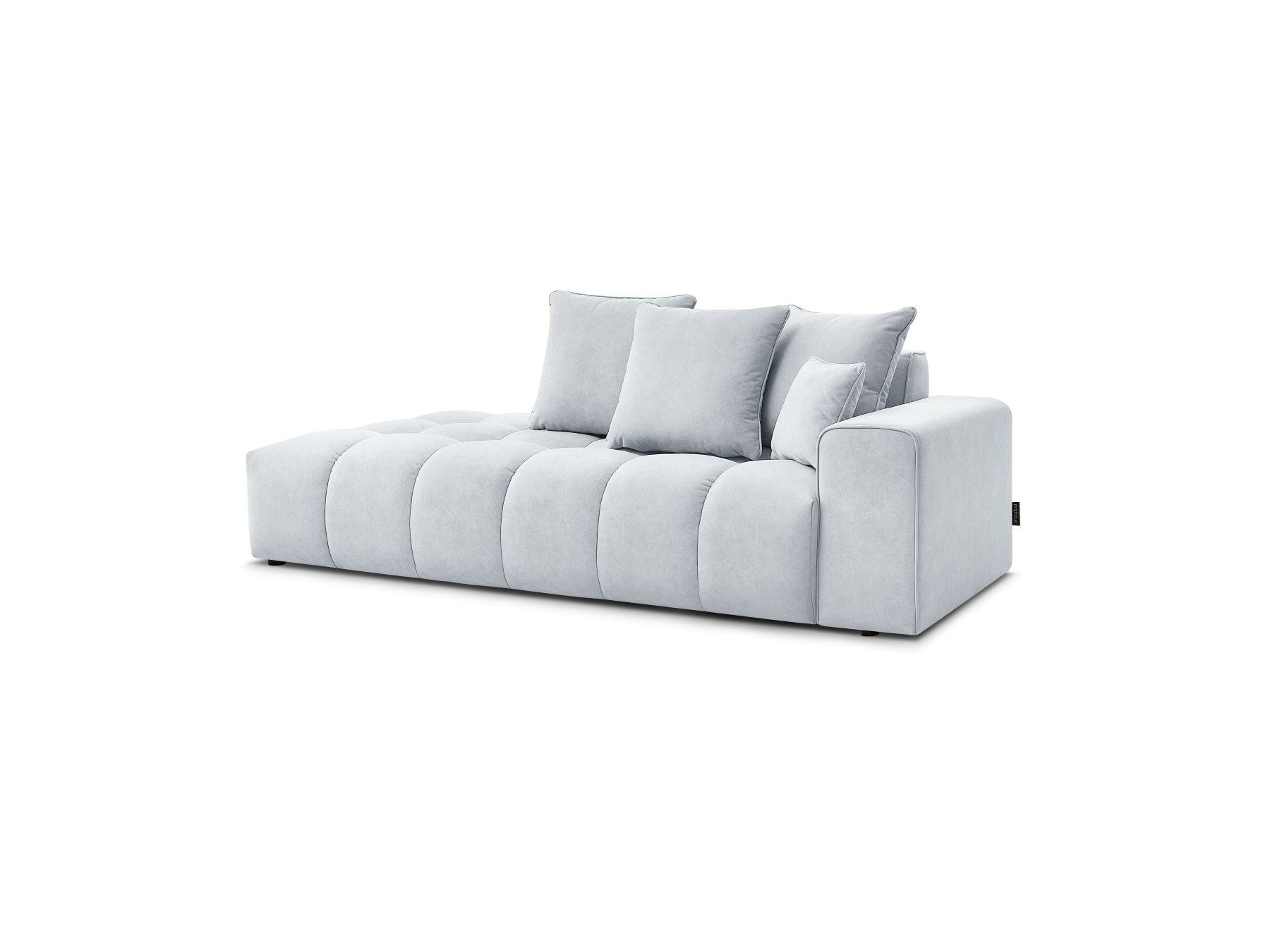 Fixed Straight Ultra-Soft Sofa - Mont-White - Velvet - Right Armrest