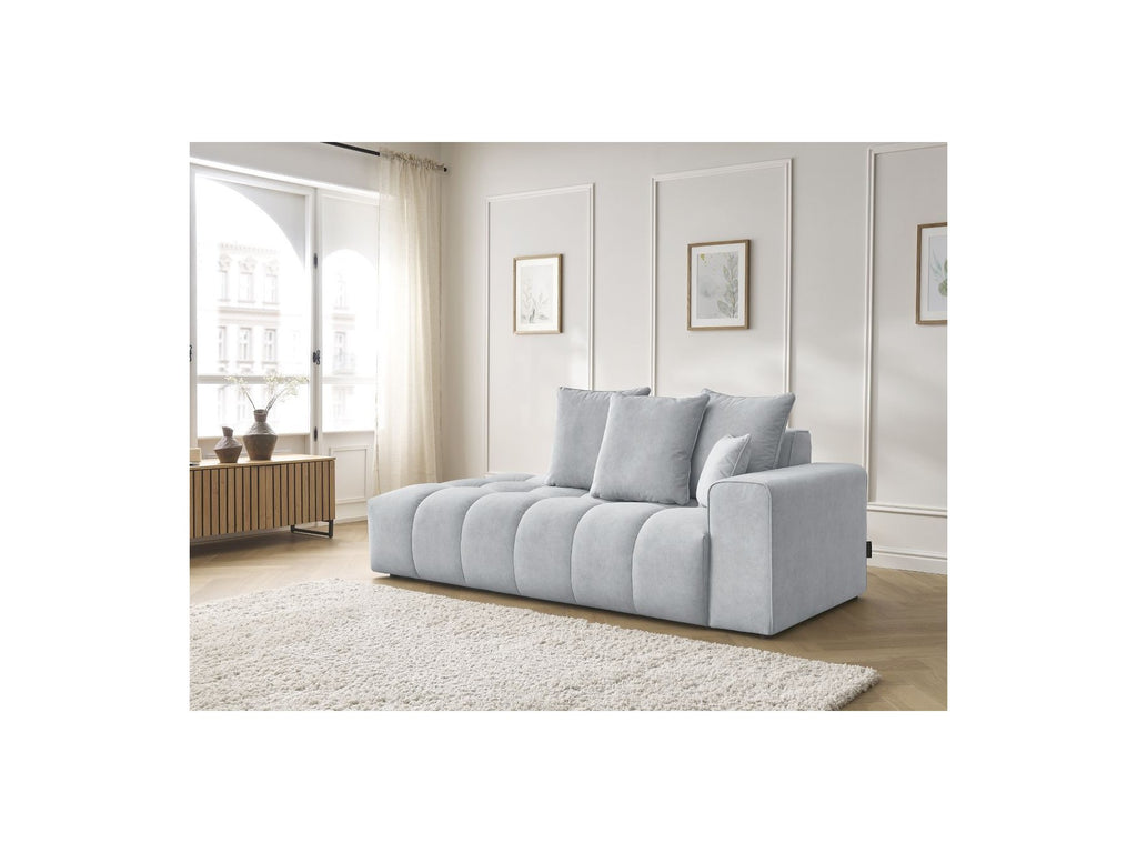 Fixed Straight Ultra-Soft Sofa - Mont-White - Velvet - Right Armrest