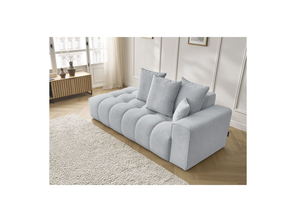 Fixed Straight Ultra-Soft Sofa - Mont-White - Velvet - Right Armrest