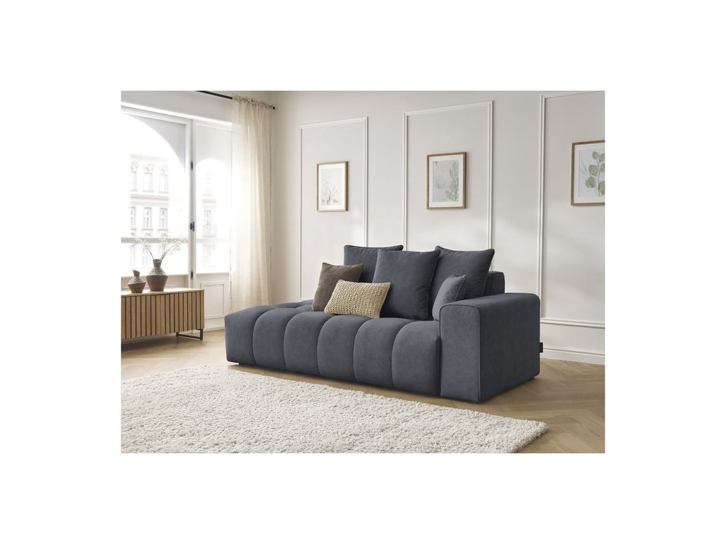 Fixed Straight Ultra-Soft Sofa - Mont-White - Velvet - Right Armrest