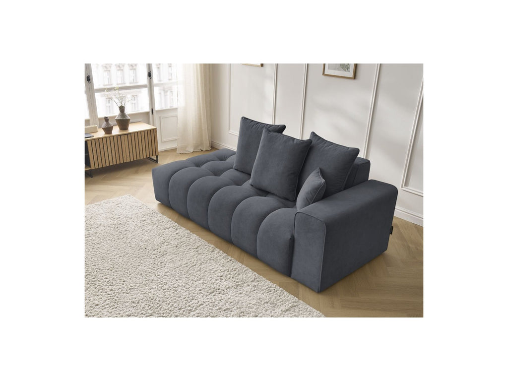 Fixed Straight Ultra-Soft Sofa - Mont-White - Velvet - Right Armrest