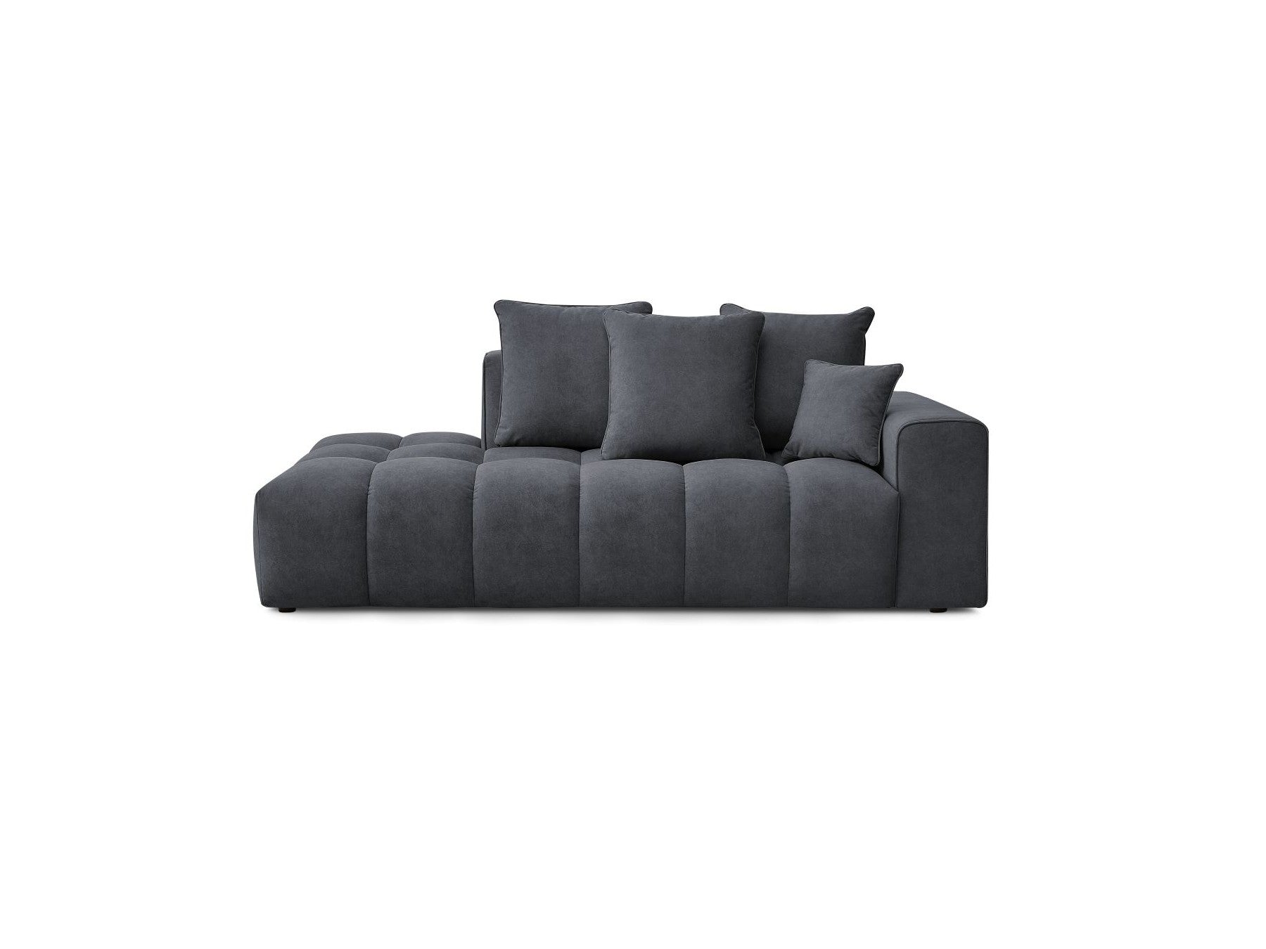Fixed Straight Ultra-Soft Sofa - Mont-White - Velvet - Right Armrest